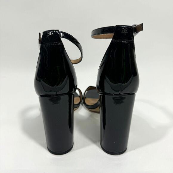 Sam Edelman Women’s Size 10.5 Black Patent Yaro Ankle Strap Block Heel Sandals - Picture 2 of 10